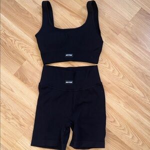 Bo+Tee Black Activewear Set Sports Bra and Shorts size Small 2 piece set
